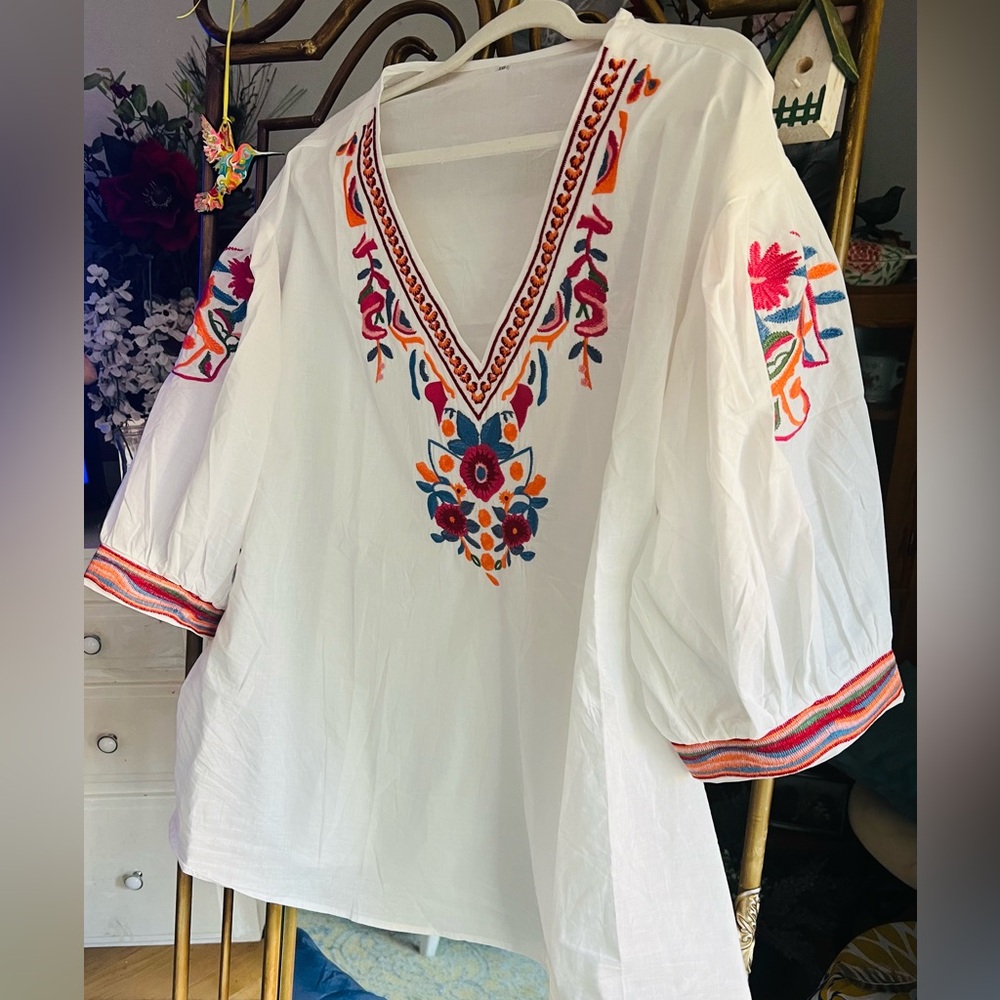 Hand Embroidered V Neck Top